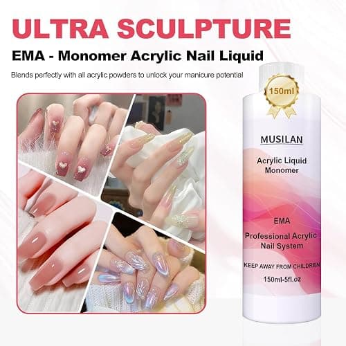 MUSILAN Monomer Acrylic Nail Liquid 150ML - Acrylic Liquid Monomer for Acrylic Powder Acrylic Nail Monomer with 3PCS Acrylic Brushes Size（8/10/14）For Acrylic Nails Extension Non-Yellowing thumbnail 3