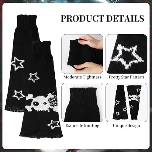 Star Arm Warmers Print Two Side Wear Leg Warmers Set Y2k Girls Japanese Kawaii Harajuku Accessory thumbnail 2