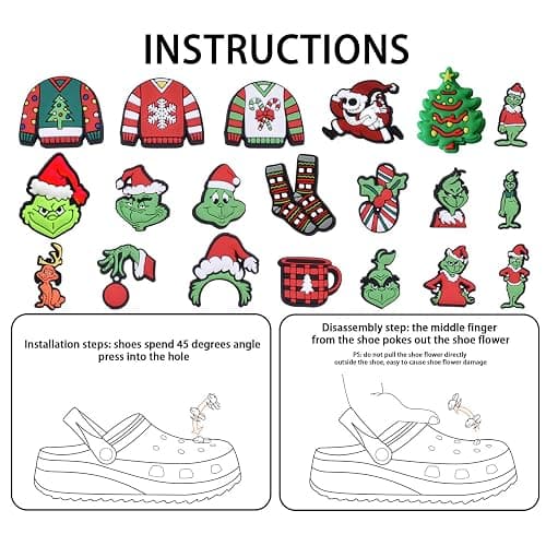 AWAVM 20pcs Multicoloured Christmas Theme Cartoon Anime Shoe Charms for Croc Clog Decoration thumbnail 7