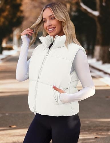 MEROKEETY Puffer Vest Women 2025 Fall Winter Sleeveless Jackets Lightweight Warm Stand Collar Quilted Zip Up Coat thumbnail 3