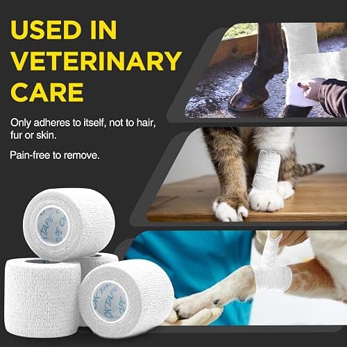 OK TAPE 12 Rolls Self Adhesive Bandage Wrap, Elastic Athletic Tape, Self Stick Bandage Tape, Vet Wrap, Medical Wrap for Wrist, Feet, 2" x 5 Yards - White thumbnail 4