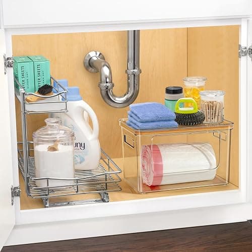 Hudgan Stackable Storage with Bamboo Top for Laundry Room Organization, Extra Large Trash Bag/Garbage Bag Dispenser, Under Sink Organizer, Pantry Organizers thumbnail 2