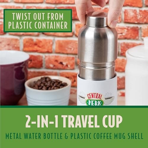 Paladone Central Perk Combo Cup|Travel Coffee Mug 400ml and Metal Cold Water Bottle 640ml | Officially Licensed Friends Merchandise thumbnail 4