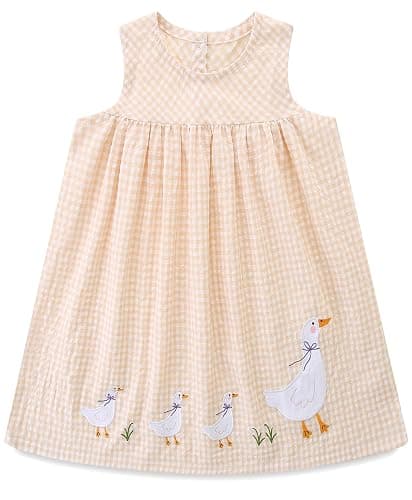 FreeLu Toddler Girls Cotton Summer Short Sleeve Dress Cartoon Print Casual Jersey Dresses - Image 1