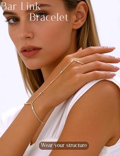 4 Pcs Gold Hand Chain Bracelets for Women, Dainty 14K Gold Plated Ring Bracelet Hand Chain, Stackable Beaded Cubic Zirconia Bracelet Stack Jewelry Gifts thumbnail 9