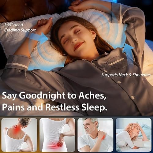 BETU Cooling Pillow Queen Size, Shredded Memory Foam Cool Pillow for Hot Sleepers, Adjustable Firm Soft Support Bed Pillows Perfect for Back Neck Pain and Side Sleeping with Pillow Case Cover, White thumbnail 3