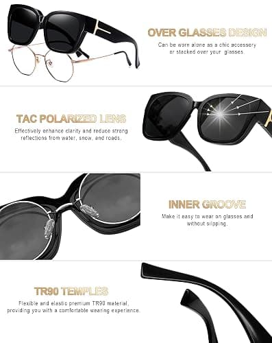 KANASTAL Oversized Over Glasses Sunglasses for Women Men Square Fit Over Polarized Sun Glasses UV400 thumbnail 3