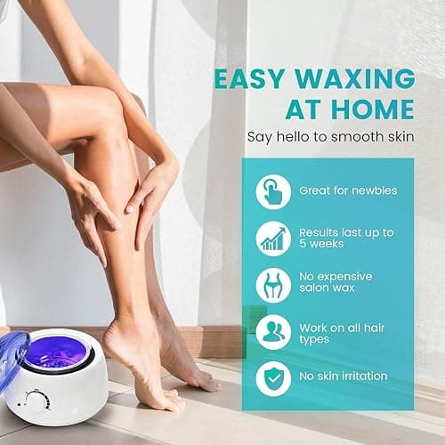 Waxing Kits Wax Warmer Full Kit, Wax Heater Kit with Wax Warmer, 4 * 100g Beads and 30 Pcs Spatulas, Painless at Home Wax Warme Hair Removal thumbnail 7