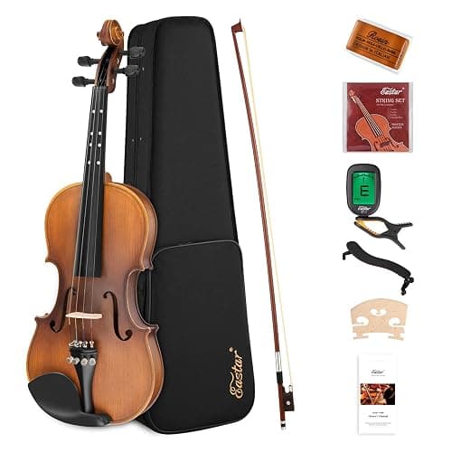 Eastar 4/4 Full Size Violin Set Matte Fiddle for Beginners Adults with Hard Case, Rosin, Shoulder Rest, Bow, Tuner and Extra Strings (Imprinted Finger Guide on Fingerboard), EVA-3 - Image 1