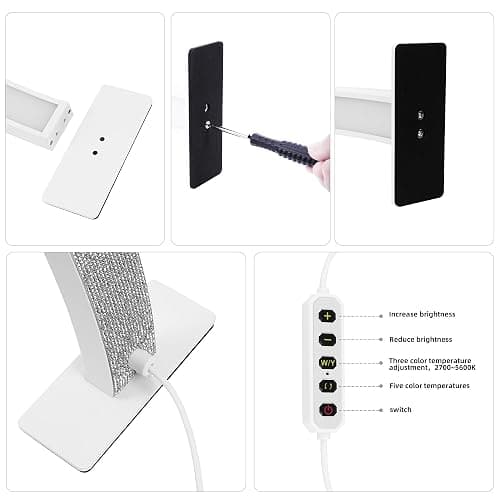 XXCFG 29in Half Moon Light for Nail Desk, 2700K-5600K, Tattoo Lighting Lamp, Nail Desk Lamp, Eyelash Light, Salon&Home, White(Crystal Diamond) thumbnail 6