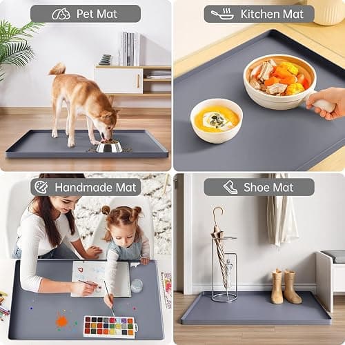 FLATO Waterproof Under Sink Mat 31" x 22" Shelf Liner for Kitchen and Bathroom, Cabinet Protector, Organizers and Storage, Flexible Silicone Drip Tray thumbnail 6
