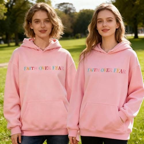 Enthowother Faith Over Fear Hoodie, Christian Hoodies for Women, Preppy y2k hoodie Pullover Sweatshirt thumbnail 6