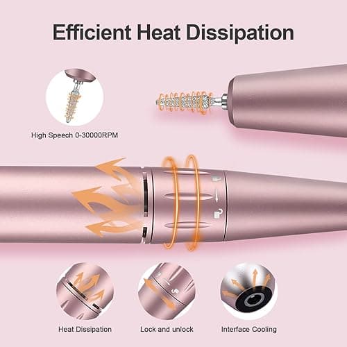 Professional Portable Nail Drill, 30000RPM Rechargeable Electric Nail File Machine Cordless E File Machine Set for Acrylic Nails for Remove Gel Polish Nail for Home & Salon Use,Pink - Pink thumbnail 5