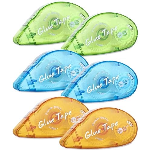 XUXU 6 Pack Double Sided Tape Roller, Scrapbooking Tape, Permanent Adhesive Tape Dispenser Runner for Crafts and Arts Projects, Photo-Safe, 0.3-inch by 315-Inch - Image 1