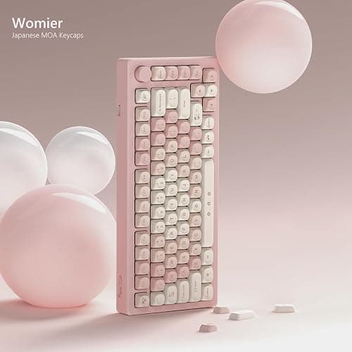 Womier Keycaps - Pink Cute PBT Keycaps MOA Key caps Set | Dye-Sublimation Custom Keyboard Caps for 61/64/68/84/87/100/104/108 Cherry MX Mechanical Keyboard (Pink) thumbnail 2