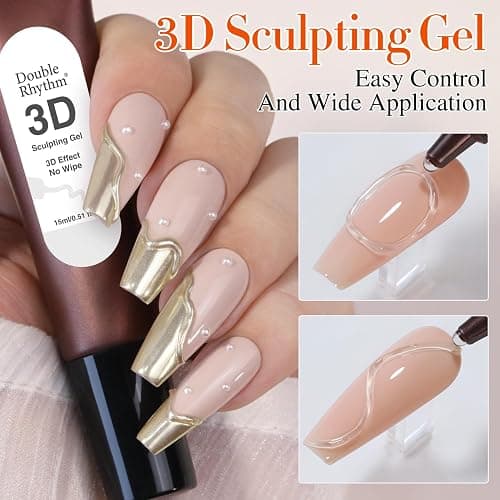 Double Rhythm 0.5 Oz 3D Nail Gel Nail Art Sculpting Gel No Wipe Gel Polish for Nail Designs DIY Nail Art for Drawing, Molding, Sculpture and Decoration (3D Sculpting Gel Clear) thumbnail 2