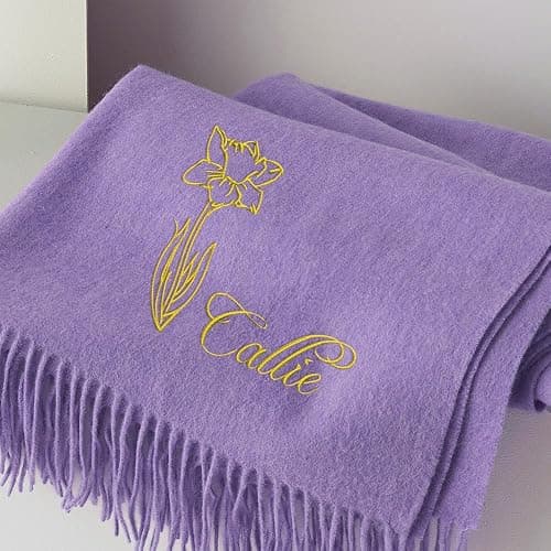 callie Personalized Winter Scarf for Men/Women, Custom Embroidered Birth Flower and Name, Soft Warm Scarf, 8 Colors for Choose, Birthday Gifts Christmas Gifts thumbnail 3