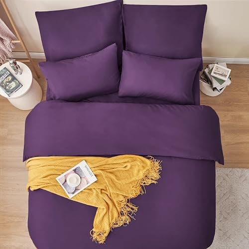 RUIKASI Bettwäsche 220x240 Lila 3teilig - Mikrofaser Bettwäsche-Sets OEKO-TEX, Bettbezüge 220 x 240cm + 2 Kissenbezüge 80x80cm mit Reißverschluss, Weich und Bügelfrei thumbnail 4