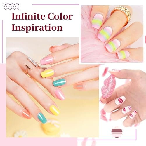 JODSONE 23 PCS Gel Polish Kit Colorful Fashion Classic Nail Gel Set 3 Bottles of Base Coat Matte and Glossy Top Coat thumbnail 6