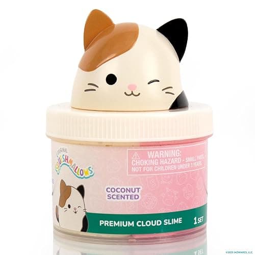 Original Squishmallows Cam The Cat Premium Cloud Slime, Coconut-Scented, 8 oz., Storage Container with Figurine Topper, Rubber Charm, Goodie Bags Stuffers, Kids Party Favors, Sensory Toys thumbnail 8