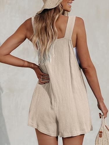 CUPSHE Women's Summer Sleeveless Overall Adjustable Loose Jumpsuit Beach Romper Travel Vacation Outfits with Pockets thumbnail 2