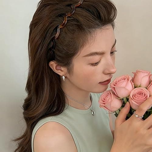 Botanikind 2 Pack Zig Zag Headbands for Women, Non-Slip Wavy Plastic Hair Comb Headbands with Teeth, U-Shape High Cranium Korean Style, Classic 90s Hair Accessories, Gifts for Women (Black & Brown) thumbnail 2