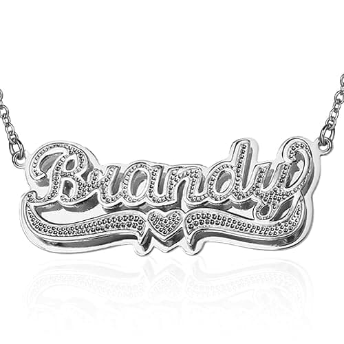 Personalized Silver Nameplate Custom Names Double Plated Chain Pendant Necklaces Customized Jewelry Gift for Women Birthday Valentines Christmas Festival - Image 1