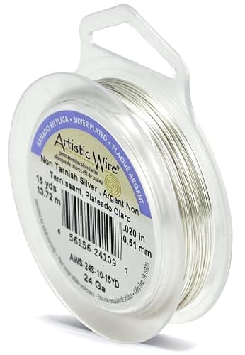 Artistic Wire, 24 Gauge Silver Plated Tarnish Resistant Colored Copper Craft Wire, Tarnish Resistant Silver, 15 yd - Image 1