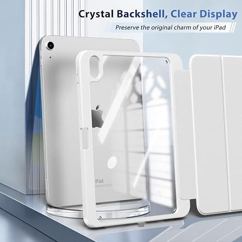 TiMOVO Case for iPad A16 11th Gen 11"/10th Gen 10.9", White | Pencil Holder, Slim Trifold Stand Protective Cover, Clear Transparent Back Shell, Auto Wake/Sleep thumbnail 3
