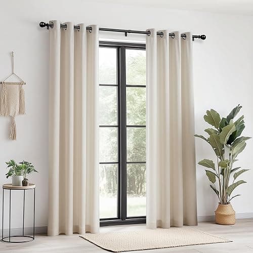 Zeerobee Curtain Rods for Windows 48 to 84, 1 Inch Adjustable Heavy Duty Black Curtain Rod, Outdoor Indoor Room Divider Modern Drapery Pole, 48-86" thumbnail 2