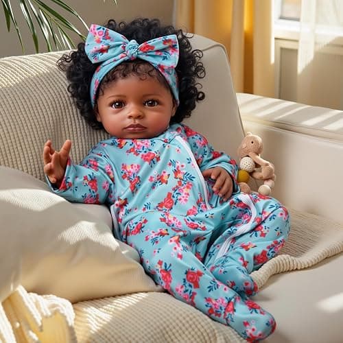 BABESIDE Lifelike Reborn Black Girl- 18-Inch Realistic Newborn Real Life Baby Dolls with Clothes and Toy Gift for Kids Age 3+ thumbnail 2