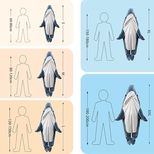 QUSLLIS Shark Blanket - Blanket - Made of Super Soft, Cosy Flannel with Hood, Jumpsuit, Hoodie, Shark Sleeping Bag, Portable Blanket for Adults and Children, XL thumbnail 3