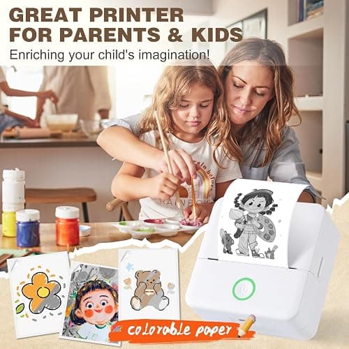 cudinham Print Pods Mini Printer, Sticker Printer with 10 Rolls Thermal Printing Paper, Inkless Pocket Printpod for Phone, Impresora Portátil for Notes, DIY, Compatible with iOS & Android (White) thumbnail 3