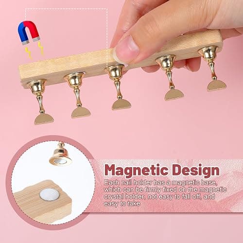 Aeaocvo 2 Set Wooden Nail Stand for Press Ons, Practice Nail Holder for Painting Nails, Fake Nails Holder with 200 Pieces Double-Sided Tape for Home Diy Salon Supplies thumbnail 4