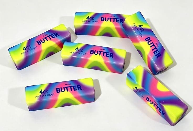 Realistic Soft Butter Stick Fidget Toy,Slow Rebound Cute Butter Squeeze Stress Balls, Slow Rising Squishy for Adults Anxiety & Stress Relief, Sensory Gifts for Office, Home (Yellow+Colorful) thumbnail 4