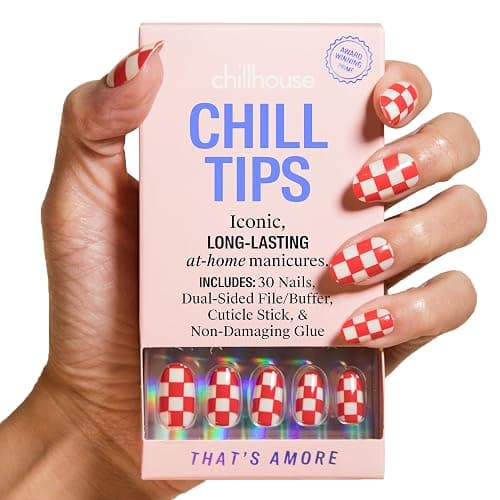 Chillhouse - Chill Tips, Press on Nails Kit - That's Amore (Oval) - 30 Nail Shapes & Sizes - Up to 3 Weeks of Wear - Customizable Fit - Reusable - Latina Founded & Women Owned - Beauty & Self Care - Image 1
