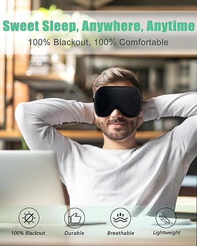 BeeVines 2 Pack 3D Contoured Sleep Mask Sleeping Eye Masks for Lash Extensions, Night Molded Mask with Adjustable Strap, 100% Block Light Eye Shade Cover for Traveling Yoga Nap thumbnail 9