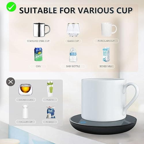 GARMEE Scalda Tazza da Caffè Elettrico, Scaldabiberon Intelligenti per Scrivania da Ufficio, Scaldabibere con 2 Impostazioni di Temperatura, Scaldino da Tè, Scaldino Elettrico per Bevande Cacao Latte thumbnail 4