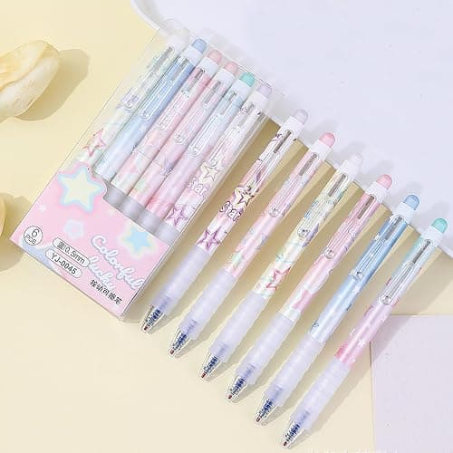 MOZXIRZ 6 Pcs Erasable Gel Ink Pens Retractable Pens 0.5mm Blue Ink Pen Office School Supplies Cute Aesthetic Pen (Blue Ink-Stars) thumbnail 2