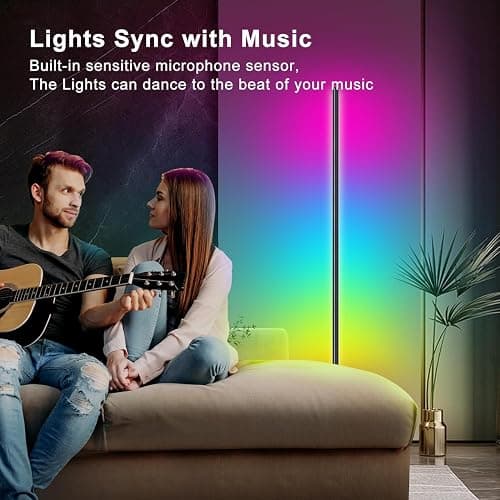 YTDRGB Corner Floor Lamp RGBW, LED Floor Lamp with APP, IF Remote Control, Music Sync, Timer and 16 Million DIY Colors, Smart Corner Light for Gaming Rooms Bedrooms thumbnail 6