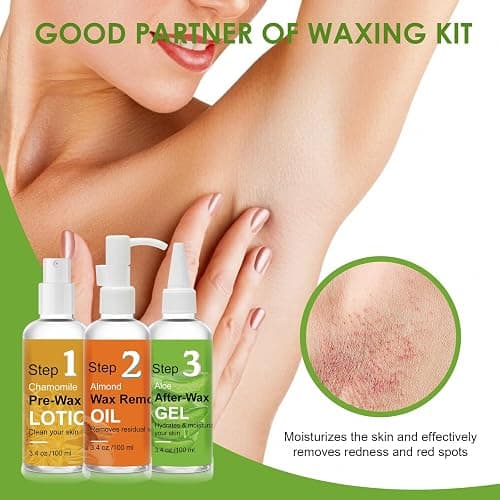 Pre Wax Spray and After Wax Spray, Triple-bottle Skin Care Set with Pre-wax Cleanser, Wax Remover Oil and Skin Soother Organic Aloe Vera Gel for Sensitive Skin - 100ML thumbnail 6