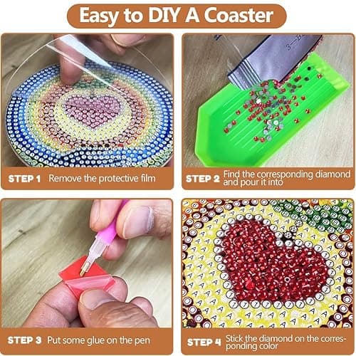 Bysincy 6 PCS Diamond Painting Coasters Kits with Holder Horror Halloween, DIY Funny Jack Skull Diamond Art Coaster Sets for Beginners Adults and Kids Art Craft Supplies Holiday Gift thumbnail 6