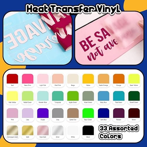 TECKWRAP Heat Transfer Vinyl for T-Shirts, Clothes, Bags & Pillows, 33 Sheets 12"x12" for Heat Press Iron On HTV Vinyl Compatible with Most Cutters, Easy Cut & Weed thumbnail 2