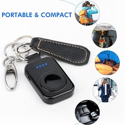 i.VALUX Portable Wireless Charger for Apple Watch Series 11/10/9/8/UItra/7/6/5/4/3/2/SE,Compact Magnetic iWatch Charger 1000mAh Extra Power Bank Smart Keychain Travel Accessories Father Birthday-Black thumbnail 3