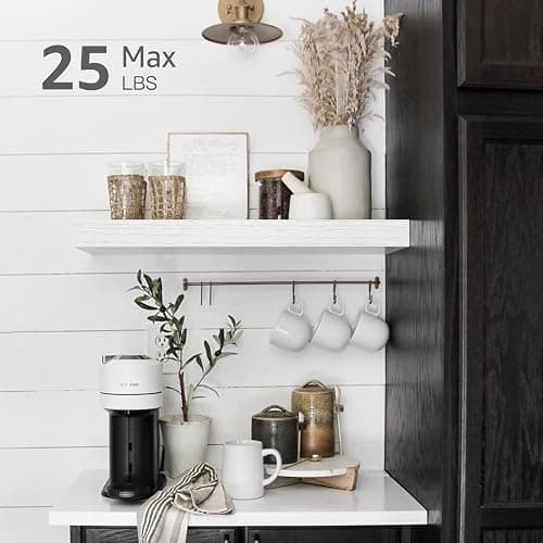 QEEIG Bathroom Floating Shelves for Wall (White, Set of 2, 15.7") | 16 inch Small Shelf Over Toilet for Farmhouse Home Decor, Rustic Plant Display, Towels Organizer (008-40W) thumbnail 4