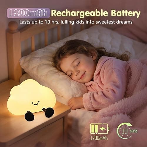 YISUN Cloud Night Light, Cute Silicone Nightlight for Baby Toddler, Rechargeable LED Nursery Lamp with Timer, 3 Level Dimmable Soft Squishy Night Lamp Gift for Bedroom Kids Room Decor thumbnail 5