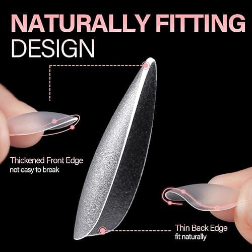 AILLSA Medium Almond Nail Tips 450PCS Full Cover Clear Acrylic Nail Tips Double-Sided Matte No Need Base Coat Press on Fake Nails Tips for Extension False Nails DIY Salon 15 Sizes thumbnail 4