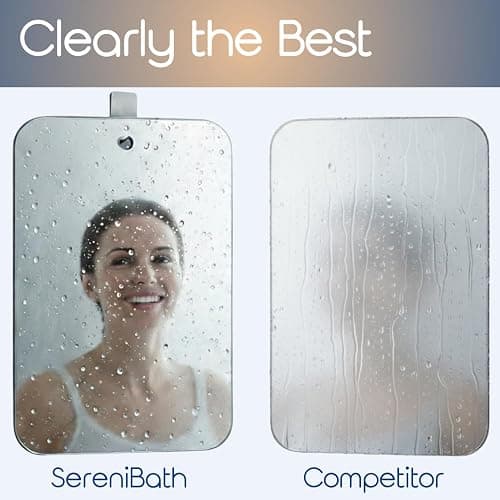 SereniBath Shower Mirror - Fogless for Shaving & Washing Your Face - Anti-Fog - for Men & Women - Exfoliate, Scrub and Groom Your Face | For Shaving & Washing Your Face in Shower, Fog Resistant, Exfoliate, Scrub and Groom, Shatter Proof, Clear Reflection thumbnail 7