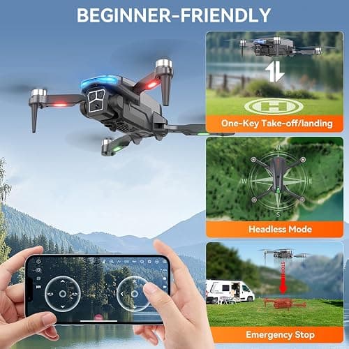 Skyvoyant Drone with Camera - Foldable Brushless Motor Drone for Adults/Kids, 1080P HD RC quadcopter. Waypoint Fly, Altitude Hold, One Key Take Off/Landing, Gesture Selfie, 3D Flip, Long Flight Time thumbnail 6