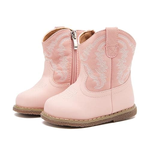 BMCiTYBM Baby Cowboy Cowgirl Boots Infant Western Boots Toddler Boys Girls Round Toe Riding Mid Calf Boots All Seasons for 6 9 12 18 24 Months - Image 1